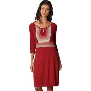 PRANA Women's Organic Cotton Striped Yarrah Dress Red Size Small